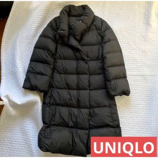 ユニクロ(UNIQLO)の美品ユニクロロングダウンジャケット防寒着上着希少サイズXSブラック黒ペディン(ダウンジャケット)