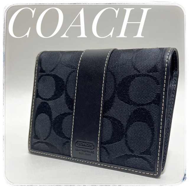 シグネチャー柄！COACHコーチ✨財布 折り財布 二つ折り財布ブラック | フリマアプリ ラクマ