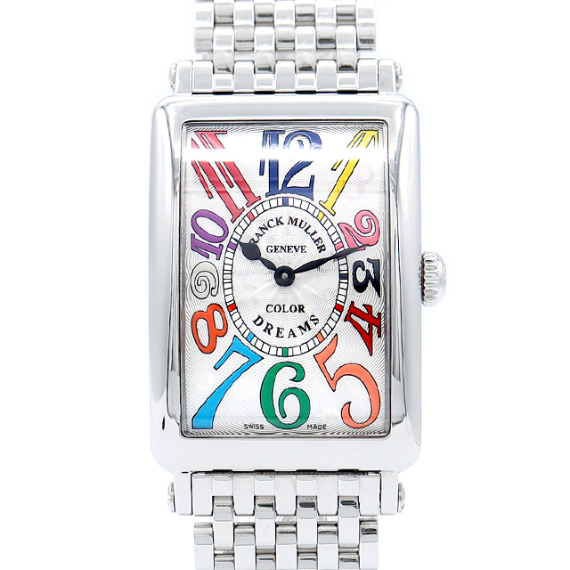 FRANCK MULLER(フランクミュラー)の国内正規品 電池交換済 FRANCK MULLER フランクミュラー ロングアイランド カラードリーム 952QZ COL DRM 白 ホワイト ギョーシェ SS ステンレス レディース クォーツ【6ヶ月保証】【中古】【腕時計】 レディースのファッション小物(腕時計)の商品写真