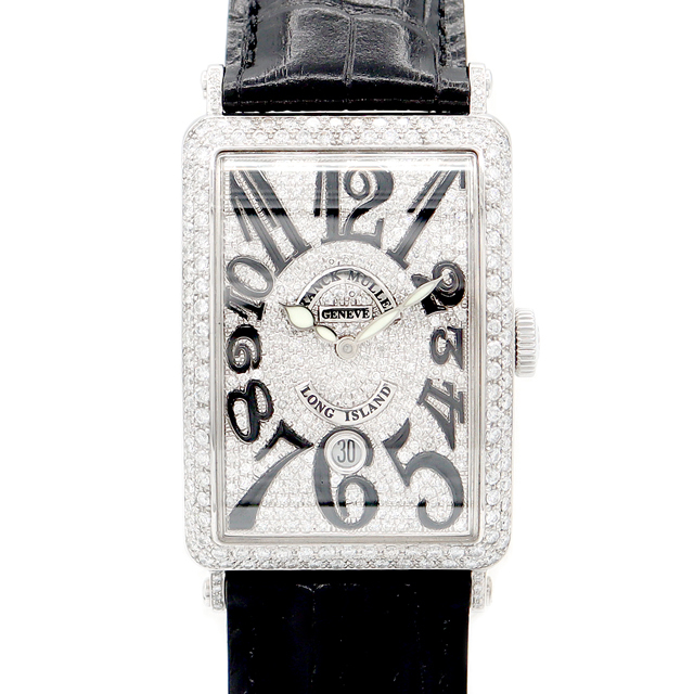 内部点検済 FRANCK MULLER フランクミュラー ロングアイランド 1200SCDT ダイヤ文字盤 ダイヤベゼル SS ステンレス 純正尾錠 アフターダイヤモンド メンズ 自動巻き【6ヶ月保証】【腕時計】