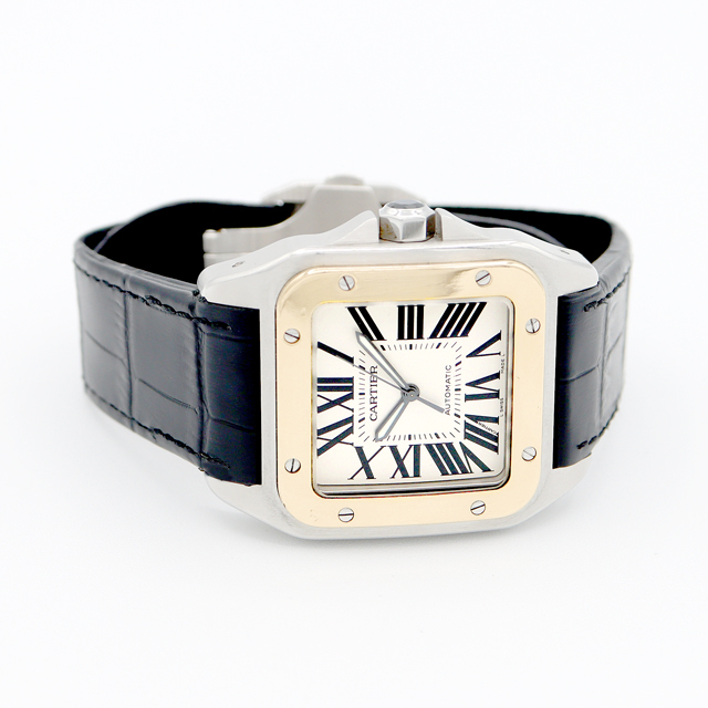 Cartier カルティエ サントス 100 LM W20072X7 シルバー K18YG イエローゴールド SS ステンレス コンビ 純正尾錠 メンズ 自動巻き【6ヶ月保証】【腕時計】