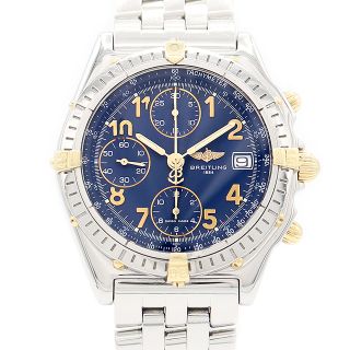 ブライトリング(BREITLING)のBREITLING ブライトリング クロノマット ビコロ クロノグラフ B13050.1 デイト 100m防水 青 ブルー ネイビー SS ステンレス YGP イエローゴールド コンビ 自動巻き【6ヶ月保証】【腕時計】【中古】(腕時計(アナログ))