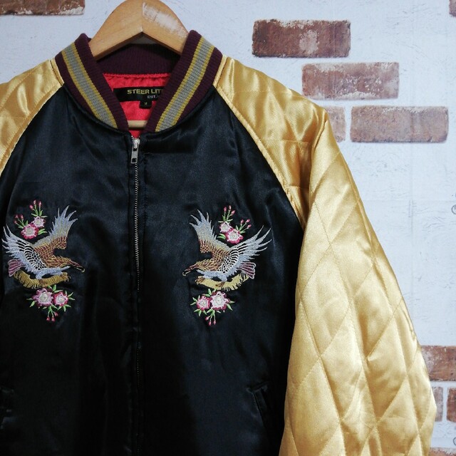 [STEER LITE] 鷹 刺繍 中綿入り スカジャン [和柄] L90940 メンズのジャケット/アウター(スカジャン)の商品写真