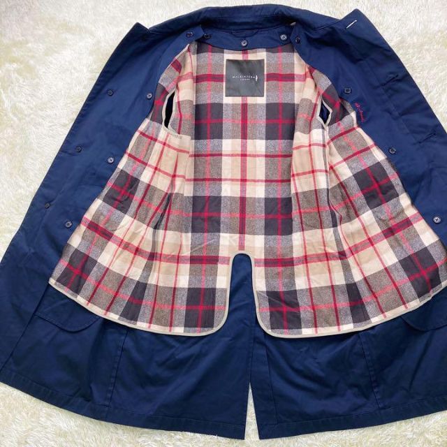 美品⭐️マッキントッシュ チェックライナー ステンカラーコート ネイビー 38