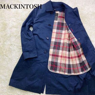 美品⭐️マッキントッシュ チェックライナー ステンカラーコート ネイビー 38