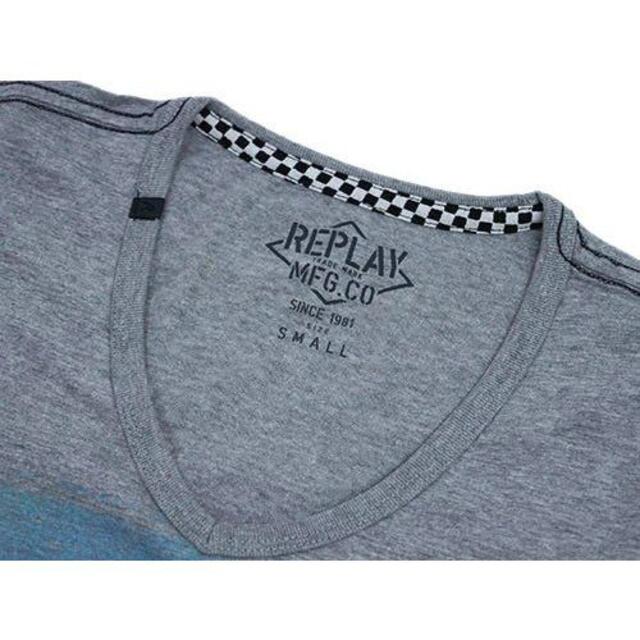 【新品】リプレイ Tシャツ Vネック 杢グレー/ホワイト Sサイズ 28803