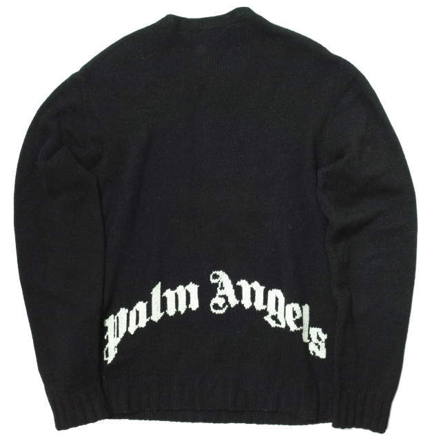 Palm Angels パームエンジェルス 20AW イタリア製 REC LOGO SWEATER バックロゴクルーネックニット PMHE027F20KNI001 L ブラック セーター プルオーバー トップス【Palm Angels】