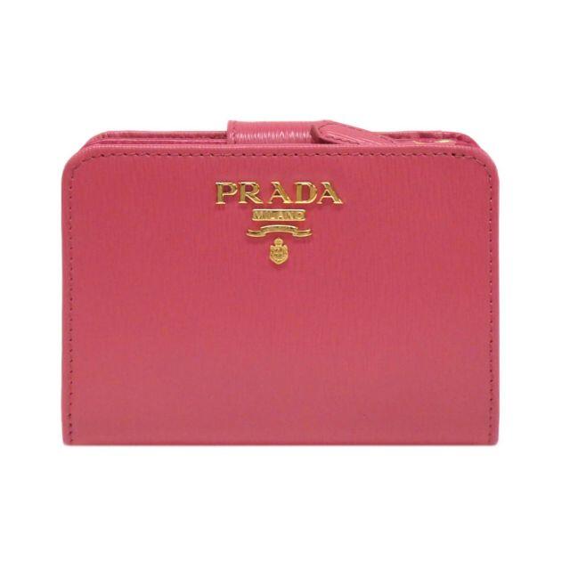 【極美品】PRADA 二つ折り財布 ピンク ペオニア サフィアーノレザー L字