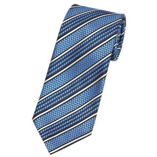 エルメネジルドゼニア(Ermenegildo Zegna)の【新品】ゼニア ネクタイ ストライプ ライトブルー/ネイビー 40304(ネクタイ)