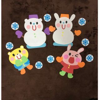 冬の壁面飾り　雪だるま壁面飾り(型紙/パターン)