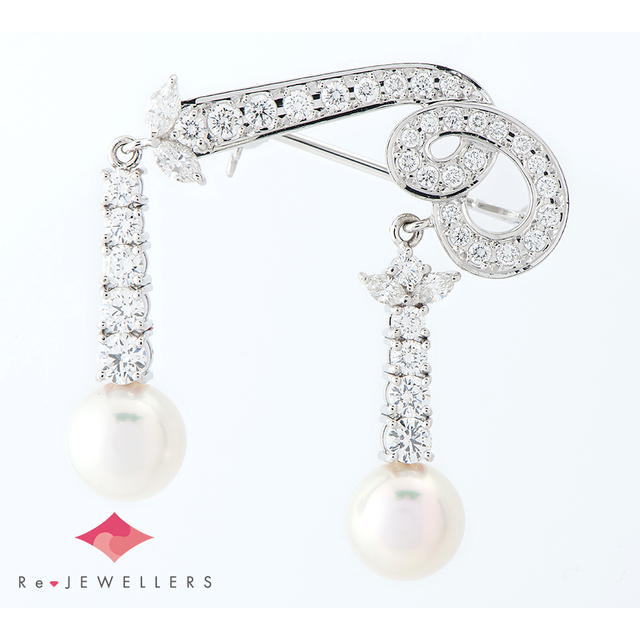 絶妙なデザイン 7.9/7.8mm ミキモト - MIKIMOTO アコヤ真珠 ブローチ