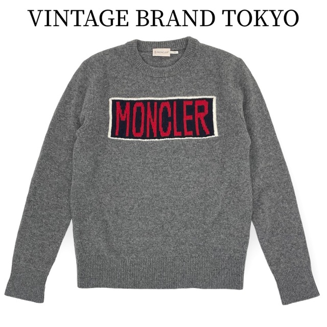 MONCLER モンクレール ニット 長袖 セーター アパレル 秋 冬 ロゴ レッド 赤 トップス 服 S E20919045500 グレー ウール    メンズ 人気 美品【品】約40cm身幅