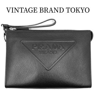 PRADA プラダ ナイロン サフィアーノ レザー切替 クラッチバッグ 2NE036 ブラック