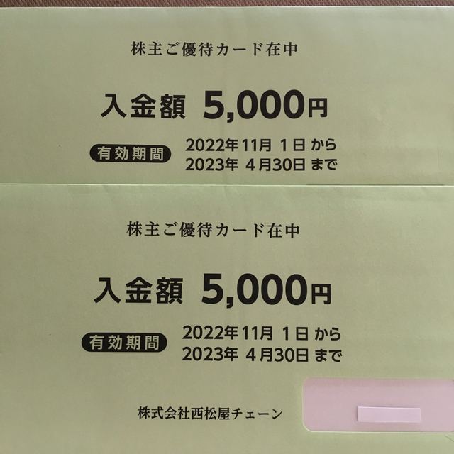 西松屋(ニシマツヤ)の西松屋　株主優待カード　10000円分 チケットの優待券/割引券(ショッピング)の商品写真