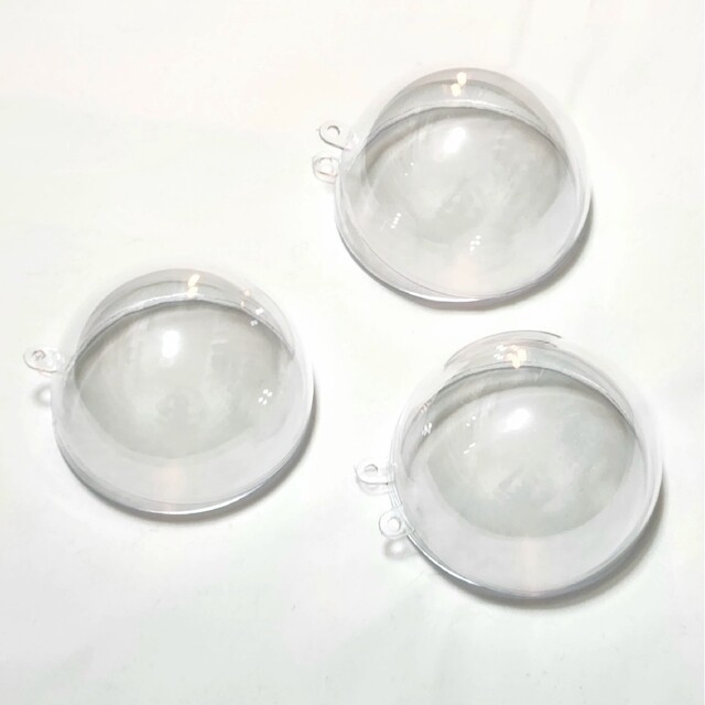 ムナリモビール用　新生児モビール　透明球体　プラスチックボール　8cm×3個 ハンドメイドの素材/材料(各種パーツ)の商品写真