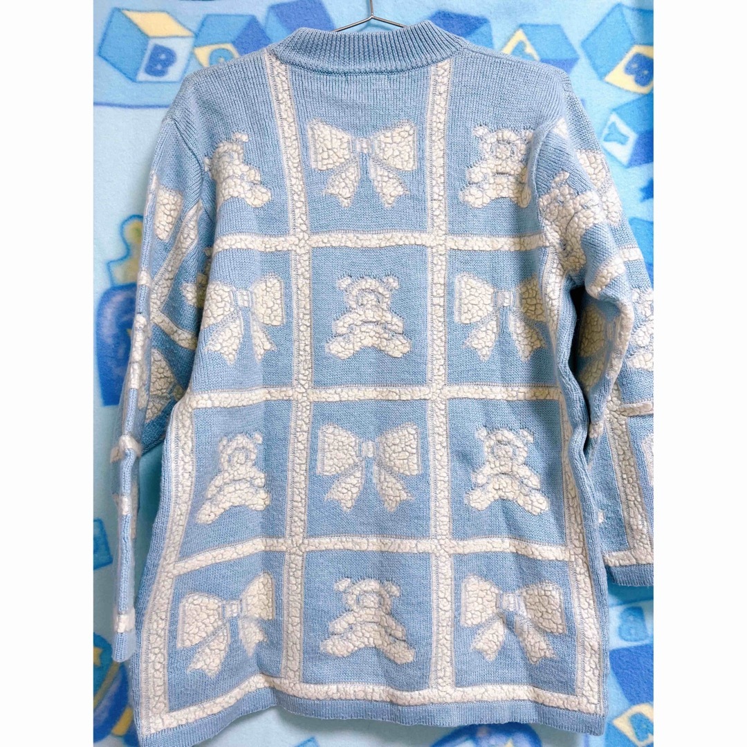 くまさんニット♡リボン♡水色♡ファンシー♡レトロ♡古着♡