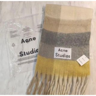 アクネストゥディオズ(Acne Studios)のチェック ウールフリンジマフラー スカーフ(マフラー/ショール)