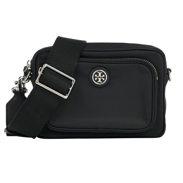 新品 トリーバーチ TORY BURCH ショルダーバッグ ヴァージニア ブラックオープンポケット×1外側