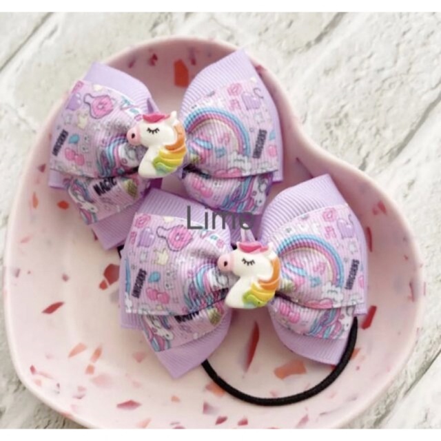 ユニコーンリボン ヘアゴム キッズリボン ハンドメイド | フリマアプリ ラクマ