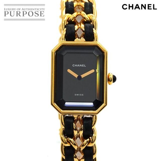 シャネル CHANEL プルミエール Mサイズ H0001 ヴィンテージ レディース 腕時計 ブラック 文字盤 ゴールド ウォッチ Premiere VLP 90177487