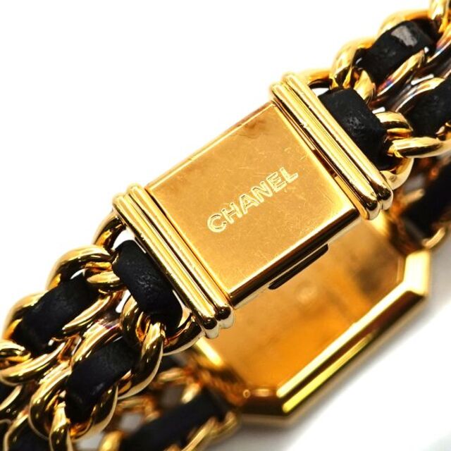 シャネル CHANEL プルミエール Mサイズ H0001 ヴィンテージ レディース 腕時計 ブラック 文字盤 ゴールド ウォッチ Premiere VLP 90177536 シャネル CHANEL プルミエール M H0001 ブラック レディース 腕時計