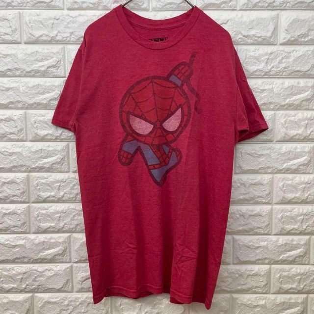 流行 C162【MARVEL】プリントTシャツ【メンズS】杢レッド Tシャツ+