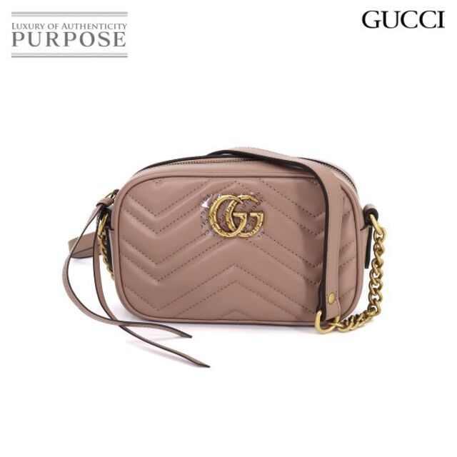【希望者のみラッピング無料】 ベージュ レザー バッグ ショルダー チェーン ミニ キルティング GGマーモント GUCCI グッチ 展示品 未使用 - Gucci 448065 90175654 VLP ショルダーバッグ