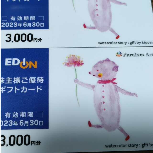 エディオン株主優待 6000円分 10パーセントオフ！