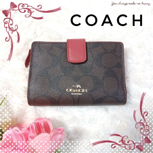 COACH(コーチ)の【COACH】二つ折り財布 PVCシグネチャー L字ファスナー小銭入付き 難有 レディースのファッション小物(財布)の商品写真