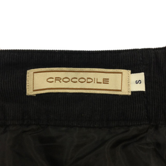 Crocodile(クロコダイル)のクロコダイル スカート フレア 膝丈 コーデュロイ 無地 S 黒 茶 ブラック レディースのスカート(ひざ丈スカート)の商品写真