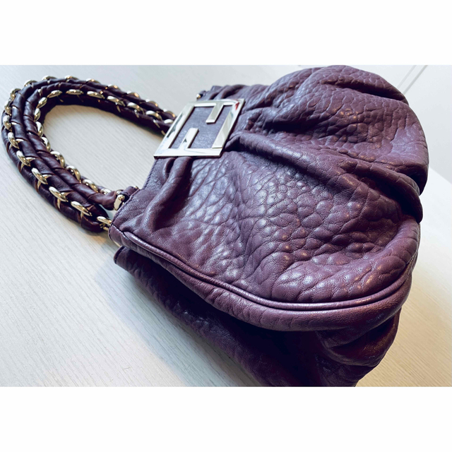FENDI フェンディ/チェーンショルダーバッグ/レザー/パープル/ゴールド