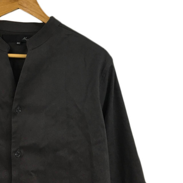 Magine(マージン)のマージン シャツ スキッパーカラー 無地 長袖 46 グレー 茶 ブラウン メンズのトップス(シャツ)の商品写真