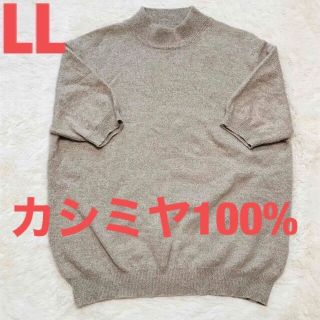 iy CASHMERE　セーター　カシミヤ　半袖　LL クルーネック　無地(ニット/セーター)