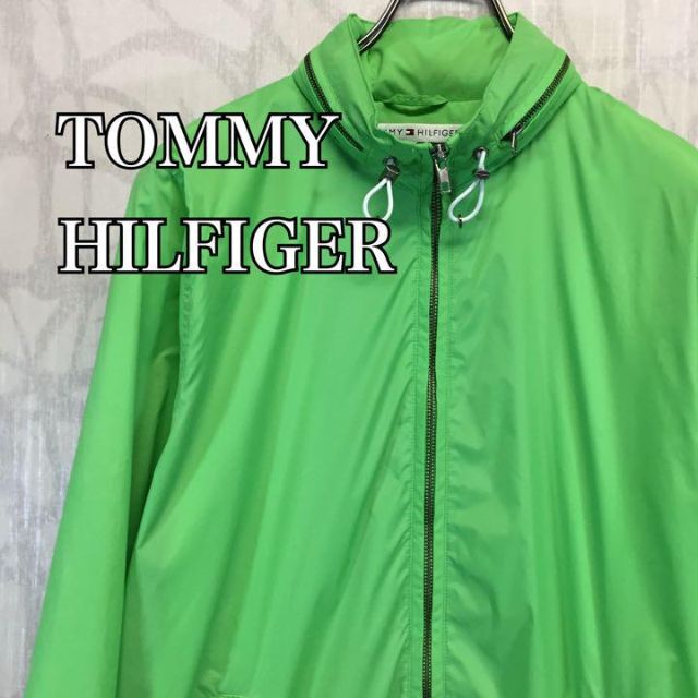 【激レア】トミーヒルフィガー  マウンテンパーカー　袖刺繍ロゴ　グリーン　フード