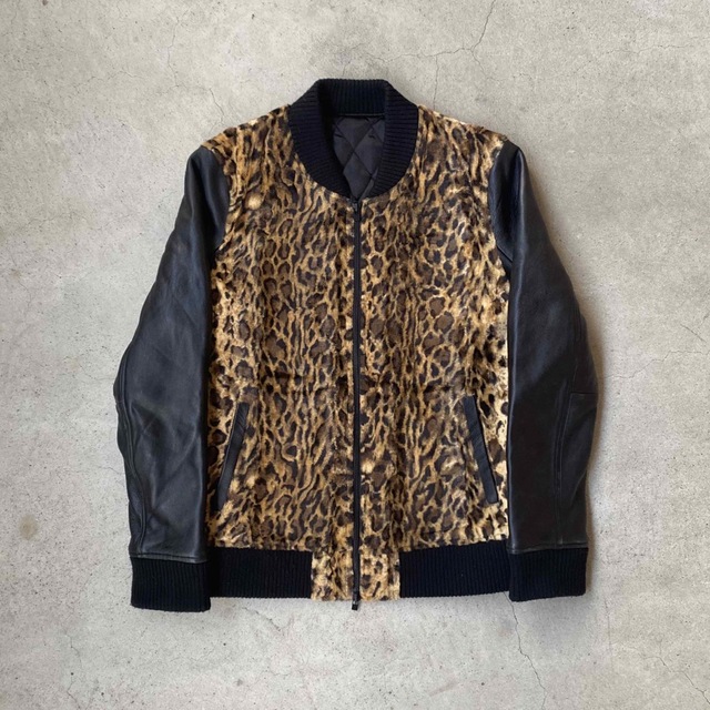 USED leopard leather jacketジャケット/アウター