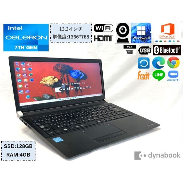 稼働品 モバイルPC ノートパソコン R73B 第7世代 カメラ SSD