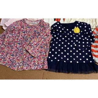 ニシマツヤ(西松屋)の2枚 セット★まとめ売り 女の子 トップス 80サイズ 半袖 長袖 Tシャツ(Ｔシャツ)