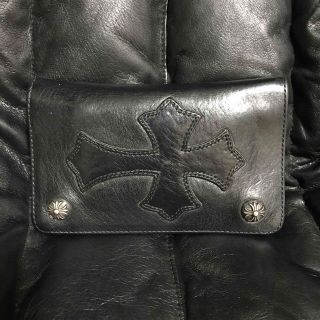 クロムハーツ(Chrome Hearts)のCHROME HEARTS レザー クロス パッチ 1zip ウォレット 財布(折り財布)