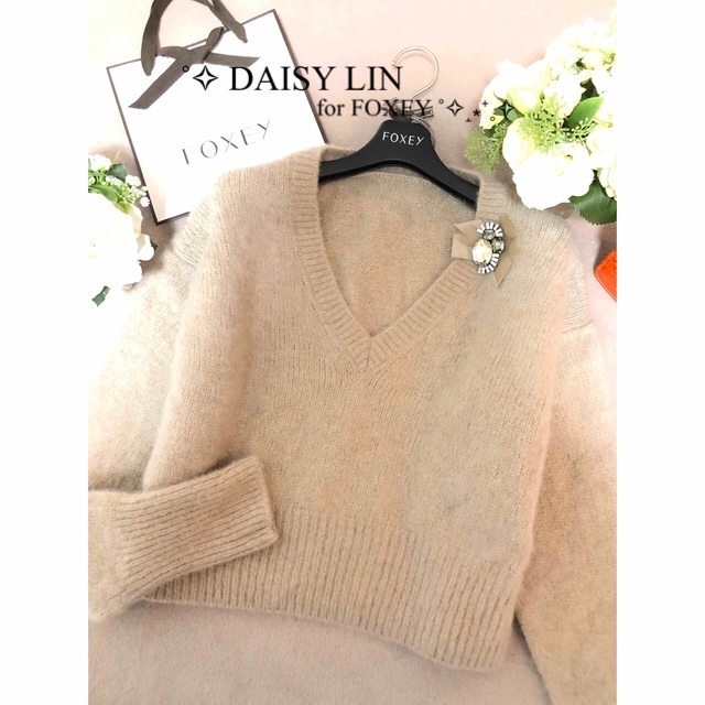 リバーシブルタイプ FOXEY セーター ニット クリームパフ パフスリーブ