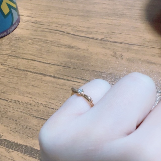 美品 2号 ピンキーリング ピンクゴールド 18金 ダイヤモンド0.05ct- ete K18 ダイヤリング 0.05ct エテ 18金ゴールド 指輪