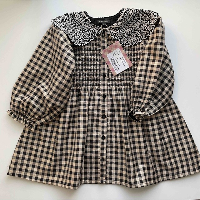 キッズ服女の子用(90cm~)【8y】bonjour diary black vichy lurex