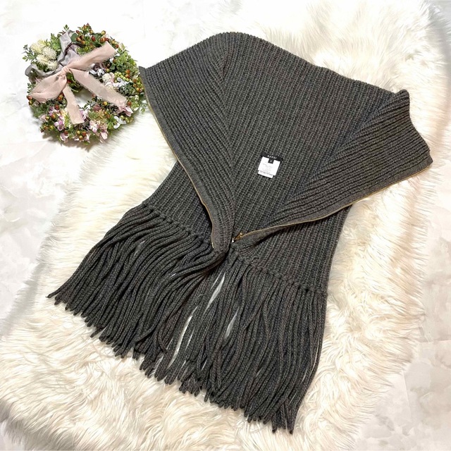 本物 美品 コレクションモデル グッチ レザー使い 2way フリンジ ポンチョ