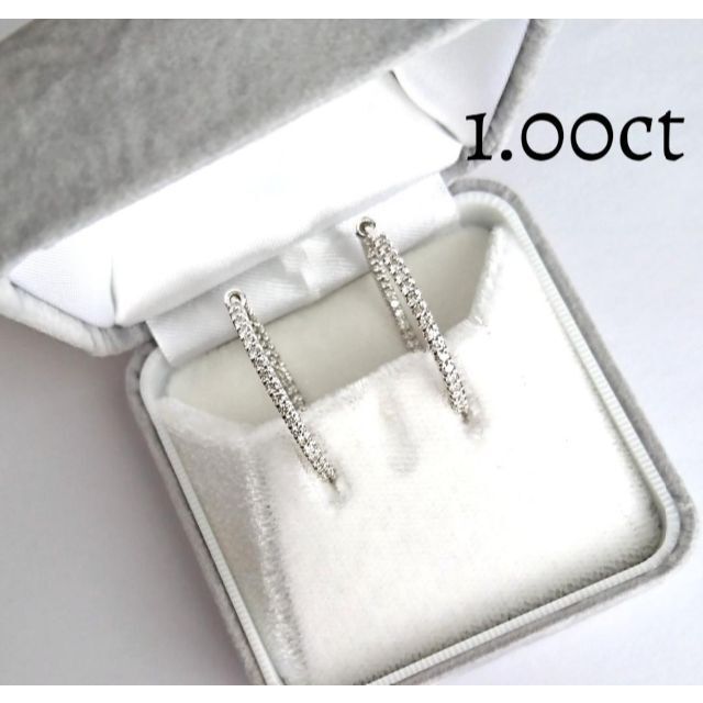 スペシャルオファ 《美品》K18WG 1.00ct ダイヤフープピアス ピアス
