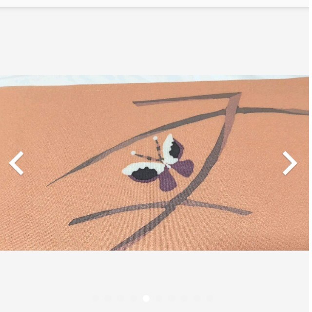 タイムセール縮緬❀　薊と蝶々　状態とても良い　正絹　名古屋帯 4