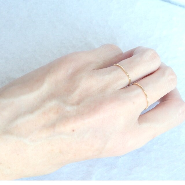 キキ様専用　k18リング　ベネチアンチェーン　0.9㎜幅　18金　指輪 レディースのアクセサリー(リング(指輪))の商品写真