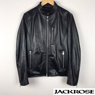 ジャックローズ(JACKROSE)の美品 ジャックローズ ライダースジャケット 羊革 ブラック サイズ4(ライダースジャケット)