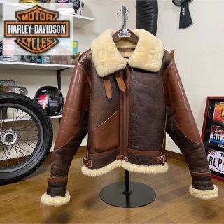 ハーレーダビッドソン(Harley Davidson)の☆Harley-Davidson ムートン フライトジャケット ブラウン/M(装備/装具)