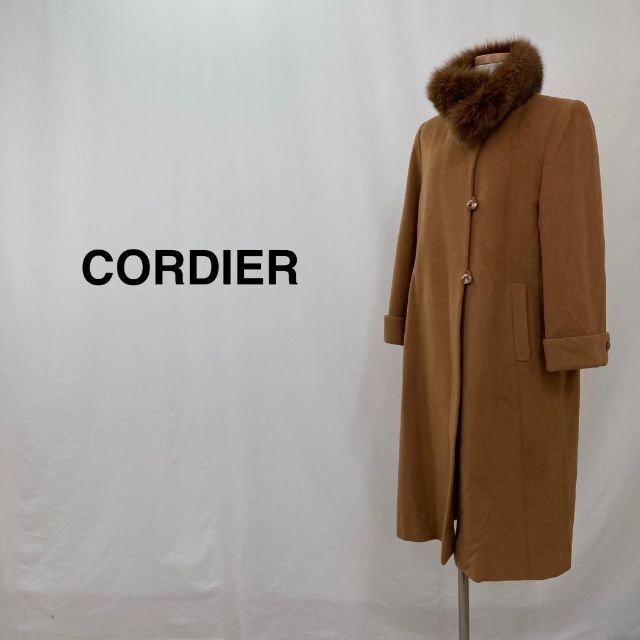 CORDIER コルディア 襟ファー付きロングコート キャメル レディース　美品