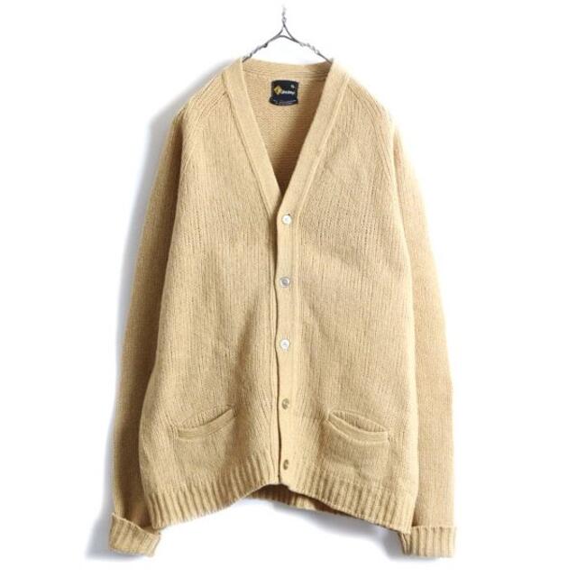 70s Jockey シェットランド ウール ニット カーディガン (XL)-eastgate.mk