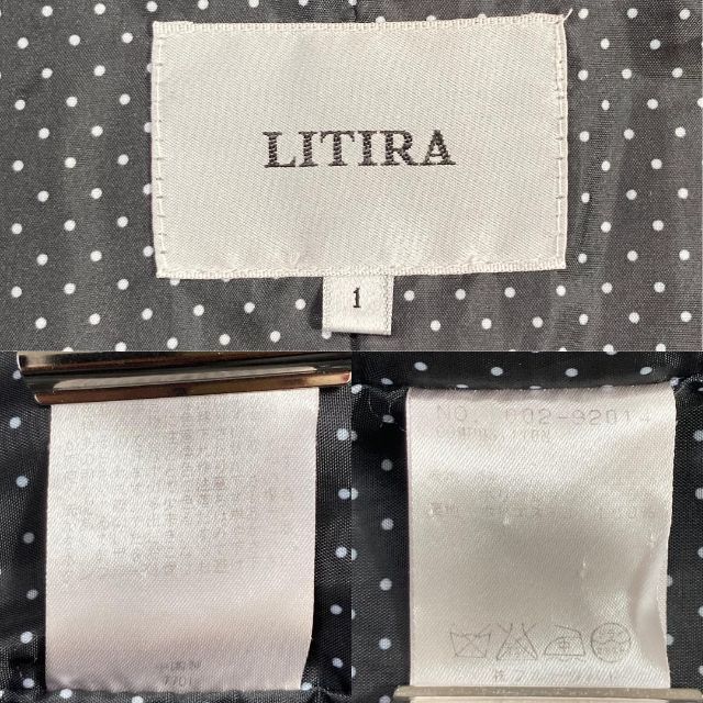 LITIRA スプリングコート 七分袖 ドット リボン ブラックレディース美品 レディースのジャケット/アウター(スプリングコート)の商品写真